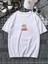 Oversize Baskılı Beyaz Renk Salaş T-Shirt %100 Pamuk 3