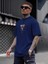 Oversize Baskılı Lacivert Renk Salaş T-Shirt %100 Pamuk 2