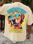 Oversize Baskılı Bej Renk Salaş T-Shirt %100 Pamuk 2