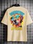 Oversize Baskılı Bej Renk Salaş T-Shirt %100 Pamuk 3