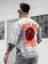 Oversize Baskılı Gri Renk Salaş T-Shirt %100 Pamuk 4