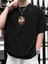 Oversize Baskılı Siyah Renk Salaş T-Shirt %100 Pamuk 5
