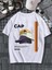 Oversize Baskılı Beyaz Renk Salaş T-Shirt %100 Pamuk 1