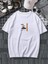 Oversize Baskılı Beyaz Renk Salaş T-Shirt %100 Pamuk 2
