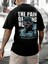 Oversize Baskılı Siyah Renk Salaş T-Shirt %100 Pamuk 4