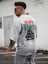 Oversize Baskılı Gri Renk Salaş T-Shirt %100 Pamuk 1