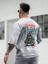 Oversize Baskılı Gri Renk Salaş T-Shirt %100 Pamuk 4