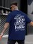 Oversize Baskılı Lacivert Renk Salaş T-Shirt %100 Pamuk 2