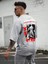Oversize Baskılı Gri Renk Salaş T-Shirt %100 Pamuk 1
