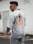 Oversize Baskılı Gri Renk Salaş T-Shirt %100 Pamuk 2