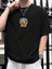 Oversize Baskılı Siyah Renk Salaş T-Shirt %100 Pamuk 2