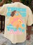 Oversize Baskılı Bej Renk Salaş T-Shirt %100 Pamuk 1