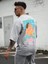 Oversize Baskılı Gri Renk Salaş T-Shirt %100 Pamuk 1