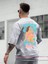 Oversize Baskılı Gri Renk Salaş T-Shirt %100 Pamuk 2