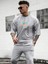 Oversize Baskılı Gri Renk Salaş T-Shirt %100 Pamuk 3