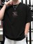 Oversize Baskılı Siyah Renk Salaş T-Shirt %100 Pamuk 3