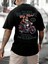 Oversize Baskılı Siyah Renk Salaş T-Shirt %100 Pamuk 4