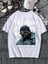 Oversize Baskılı Beyaz Renk Salaş T-Shirt %100 Pamuk 3