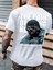 Oversize Baskılı Beyaz Renk Salaş T-Shirt %100 Pamuk 4