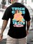 Oversize Baskılı Siyah Renk Salaş T-Shirt %100 Pamuk 5