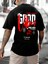 Oversize Baskılı Siyah Renk Salaş T-Shirt %100 Pamuk 1