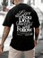 Oversize Baskılı Siyah Renk Salaş T-Shirt %100 Pamuk 2