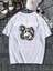 Oversize Baskılı Beyaz Renk Salaş T-Shirt %100 Pamuk 3