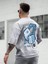 Oversize Baskılı Gri Renk Salaş T-Shirt %100 Pamuk 2