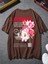 Oversize Baskılı Kahverengi Renk Salaş T-Shirt %100 Pamuk 3