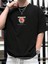 Oversize Baskılı Siyah Renk Salaş T-Shirt %100 Pamuk 2