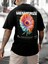 Oversize Baskılı Siyah Renk Salaş T-Shirt %100 Pamuk 5