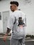 Oversize Baskılı Gri Renk Salaş T-Shirt %100 Pamuk 2