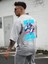 Oversize Baskılı Gri Renk Salaş T-Shirt %100 Pamuk 3