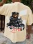 Oversize Baskılı Bej Renk Salaş T-Shirt %100 Pamuk 1