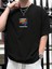 Oversize Baskılı Siyah Renk Salaş T-Shirt %100 Pamuk 5