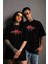 Manga Müzik Grubu Baskılı Oversize Unisex Siyah Tişört 1