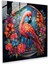 Flamingo Cam Baskı - Tropikal Vitray - Flamingo, Tropikal Çiçekler, Vitray, Duvar Süslemesi, 30X30 1