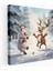Noel Kanvas Tablo - Eğlenceli Karikatür Illüstrasyon - Ren Geyiği ve Kardan Adam Kartopu Savaşı - Noel, Duvar Sanatı, Ren Geyiği, Kanvas Tablo, 30X30 1