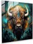 Buffalo Glass Print - Buffalo ve Soyut Şekillerin Fütüristik Dijital Sanat Eseri - Buffalo, Ev Dekorasyonu, Uyum, Duvar Dekorasyonu, 30X30 1