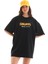 Unisex Bisiklet Yaka Baskılı Oversize T-Shirt - Siyah 5