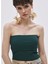 Straplez Yaka Fitilli Yeşil Kadın Bluz Yeşil Katlı Straplez Triko Bluz 2
