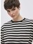 Bisiklet Yaka Çizgili Siyah Kadın Bluz Siyah Çizgili Kısa Kollu Triko Bluz 2