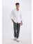 Slim Fit Dar Kesim Düğmeli Dokulu Düz Pamuk Karışımlı Uzun Kollu Beyaz Gömlek T2066AZ24AU 2