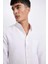 Slim Fit Dar Kesim Düğmeli Dokulu Düz Pamuk Karışımlı Uzun Kollu Beyaz Gömlek T2066AZ24AU 4