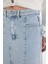 Fashion Fit Yırtmaçlı Uzun Boy Jean Etek D4419AX24AU 5