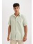 %100 Pamuk Regular Fit Yazlık Polo Yaka Basic Düz Kısa Kollu Gömlek D1057AX24AU 4