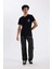 %100 Pamuk Siyah Slim Fit Dar Kesim Bisiklet Yaka Baskılı Kısa Kollu Tişört C2132AX24AU 2