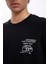 %100 Pamuk Siyah Slim Fit Dar Kesim Bisiklet Yaka Baskılı Kısa Kollu Tişört C2132AX24AU 5