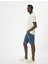 Slim Fit Kot Şort Yırtık Bermuda Cep Detaylı Katlı Paça Pamuklu 1