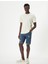 Slim Fit Kot Şort Yırtık Bermuda Cep Detaylı Katlı Paça Pamuklu 2
